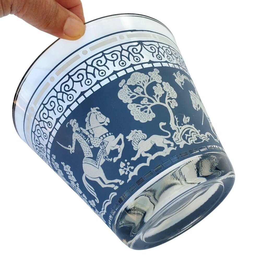 60s Vintage Glass Ice Bucket Persian Arabian Knights Wedgwood Midcentury Barware - Picture 12 of 12